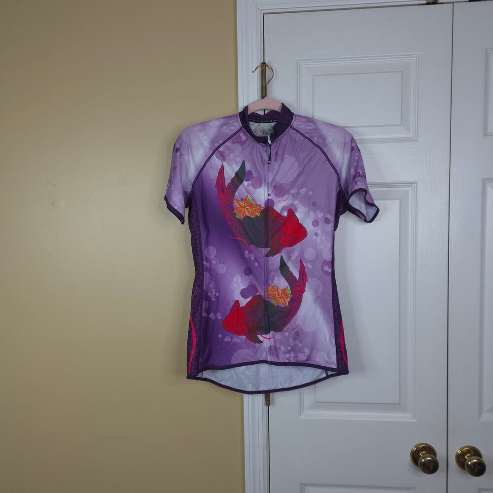 Canari Short Sleeve Full Zip Koi Cycling in Purple Size L